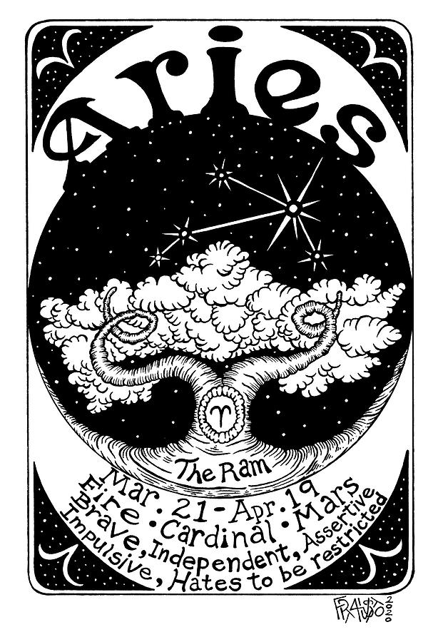 Aries Zodiac Drawing Drawing by Rick Frausto