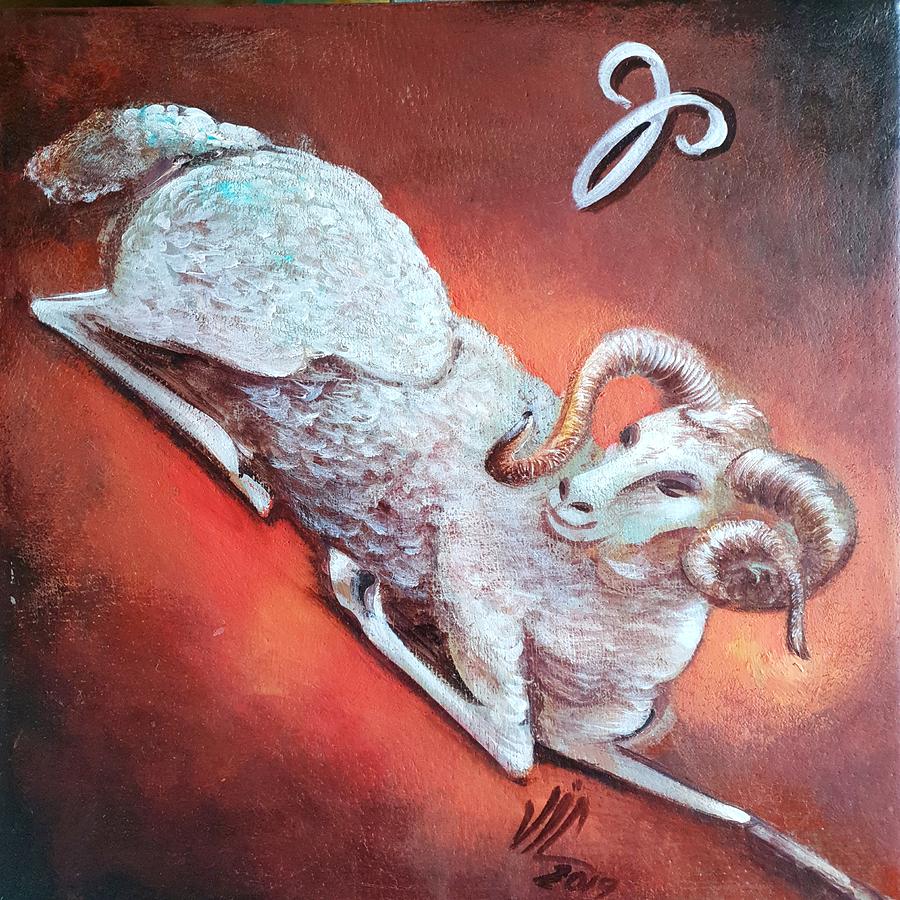 Aries Painting - Aries Zodiac Sign by Vali Irina Ciobanu by Vali Irina Ciobanu