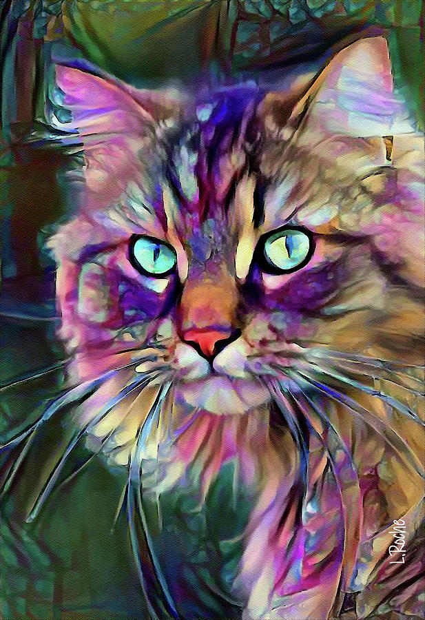 Cat Painting - Arif, cat by Lea Roche