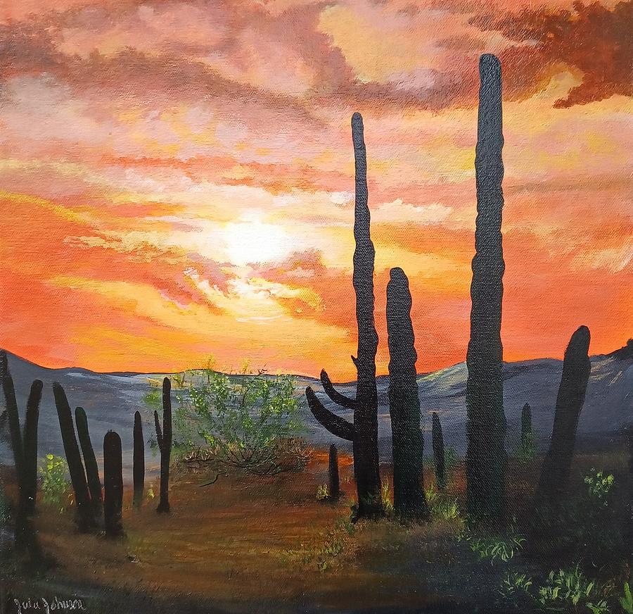 Arizona Cactus Painting by Julie Johnson - Fine Art America