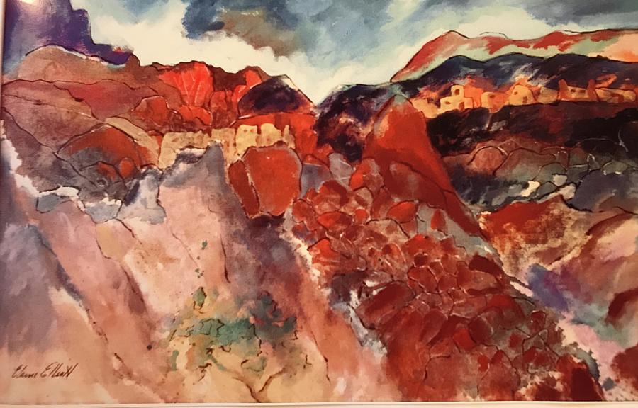 Arizona Cave Dwellings  Painting by Elaine Elliott