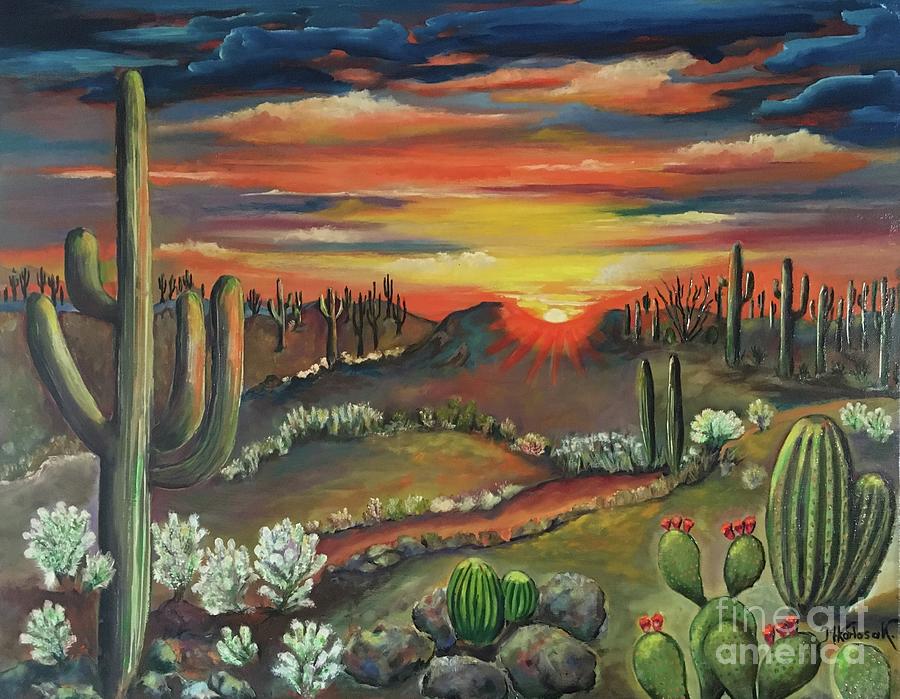Arizona desert Painting by Maria Karlosak