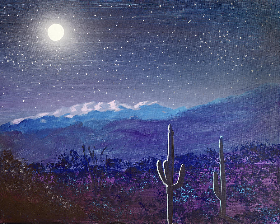 Arizona Desert Moonlight Painting by Chance Kafka