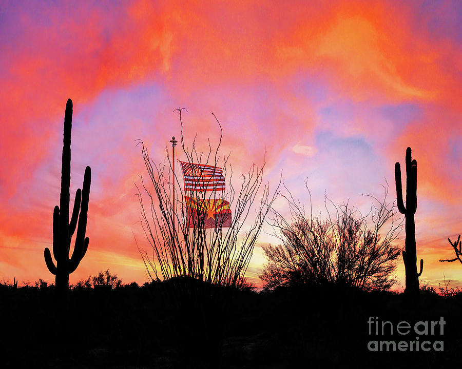 Arizona, Flag And Fauna Photograph by Don Schimmel