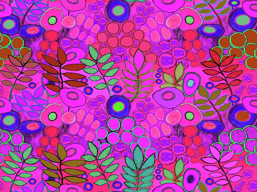 Arizona Flower Garden - Pink Digital Art by Vagabond Folk Art - Virginia Vivier