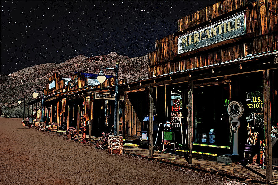 Arizona Ghost Town at Night Digital Art by Larry Nader