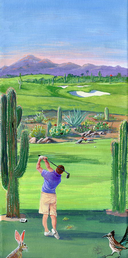 Arizona Golfing Painting by Marilyn Smith