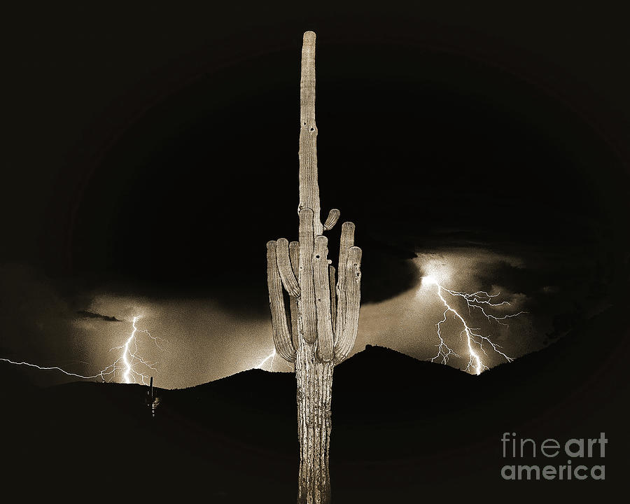 Arizona Monsoon, Sepia Photograph by Don Schimmel