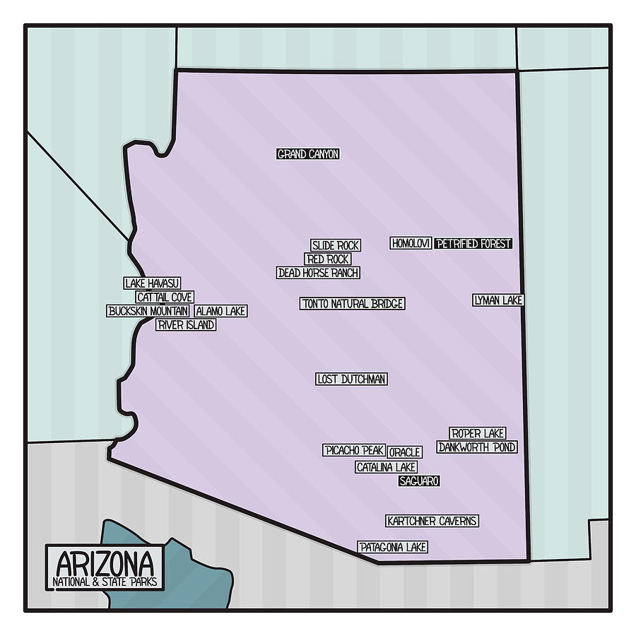 Arizona National And State Parks Map Digital Art By Finlay McNevin Pixels   Arizona National And State Parks Map Finlay Mcnevin 