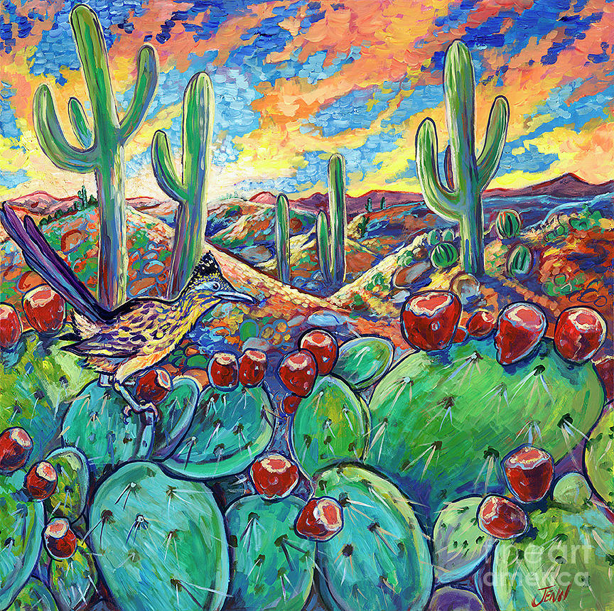 Arizona Roadrunner Painting by Jenn Cunningham
