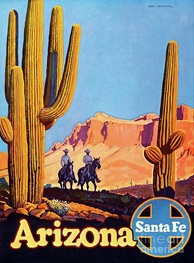 Arizona Santa Fe Railway Vintage 1950s Travel Poster Don Perceval Painting by Peter Ogden
