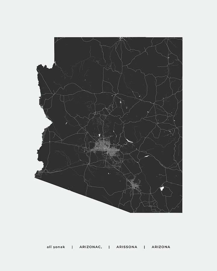 Arizona State Map Print Digital Art by MappaArt | Fine Art America