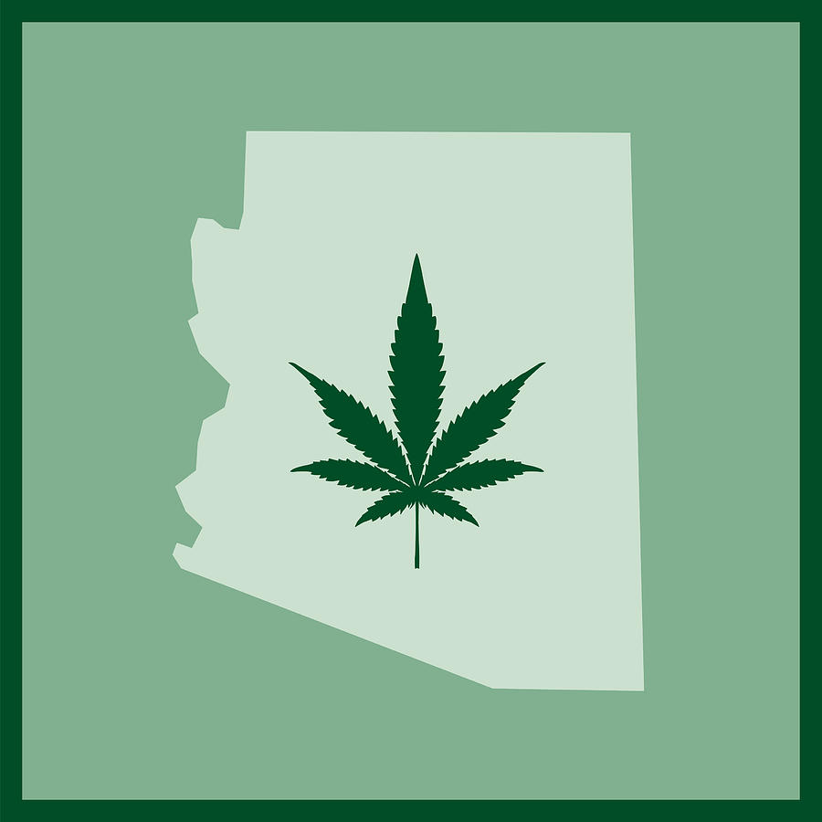 Arizona State Marijuana Map Drawing by RobinOlimb