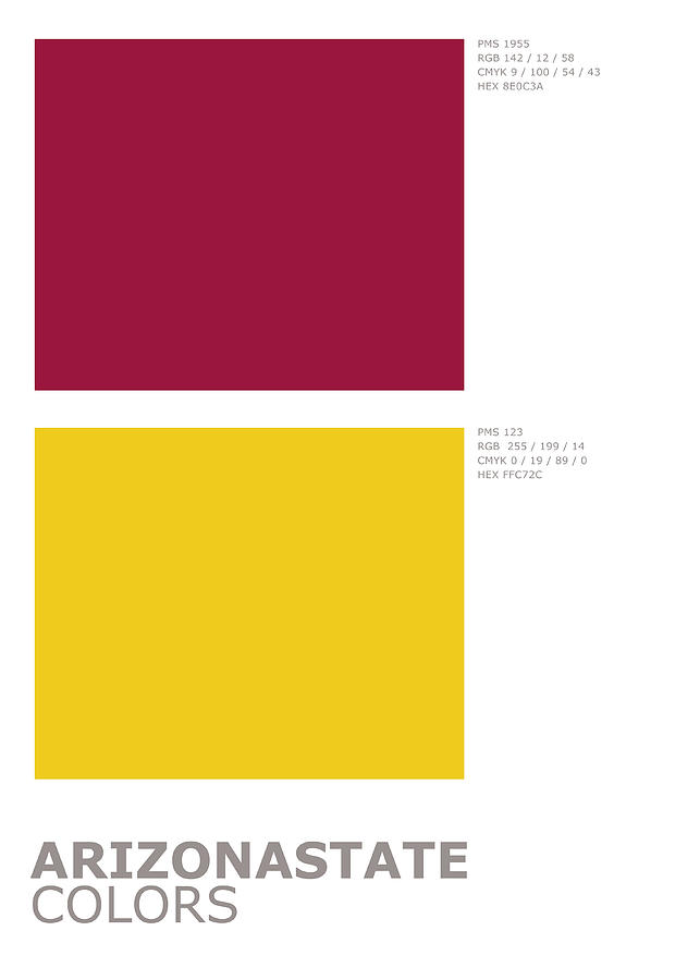 Arizona State Sports Team Official Colors Palette Minimalist Mixed ...