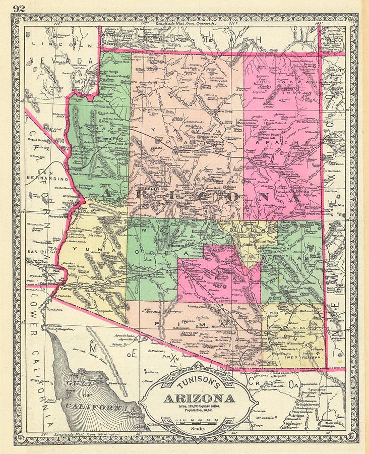 Arizona Territory Map 1881 Arizona 