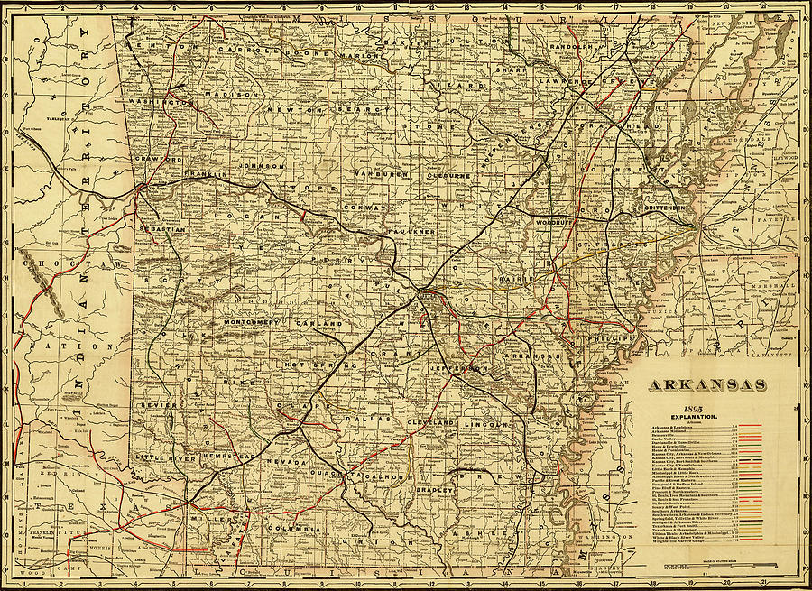 Arkansas 1895 Drawing by Vintage Maps - Fine Art America
