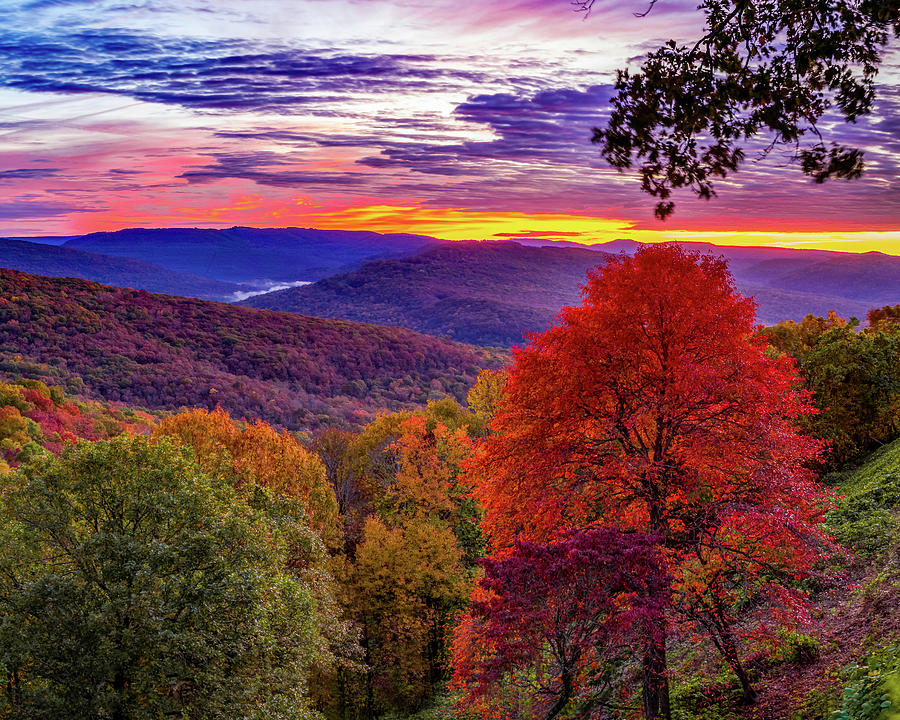 Arkansas Artist Point Sunrise In Autumn Photograph By Gregory Ballos