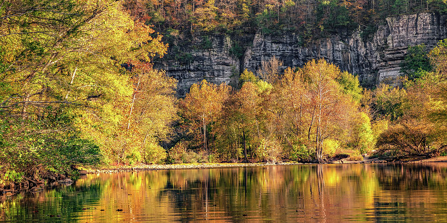 Arkansas Fall Landscape Along The Buffalo National River Panorama Photograph by Gregory Ballos