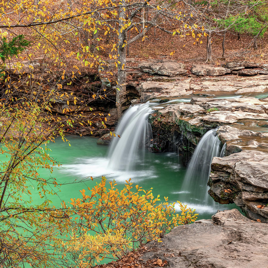 Arkansas Falling Water Falls In Autumn - Ozark National Forest 1x1 Photograph by Gregory Ballos