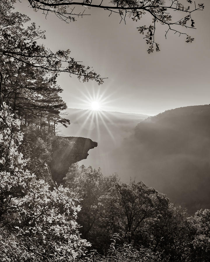 Arkansas Hawksbill Crag Sunrise In Sepia Photograph