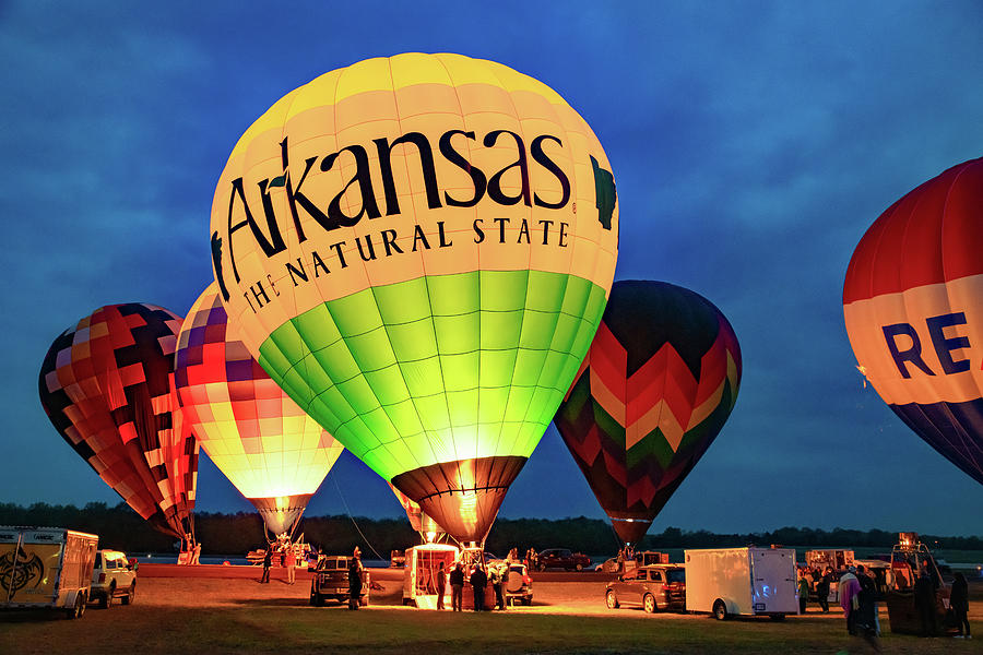 Arkansas Hot Air Balloon Glow At Dusk Photograph by Gregory Ballos Pixels
