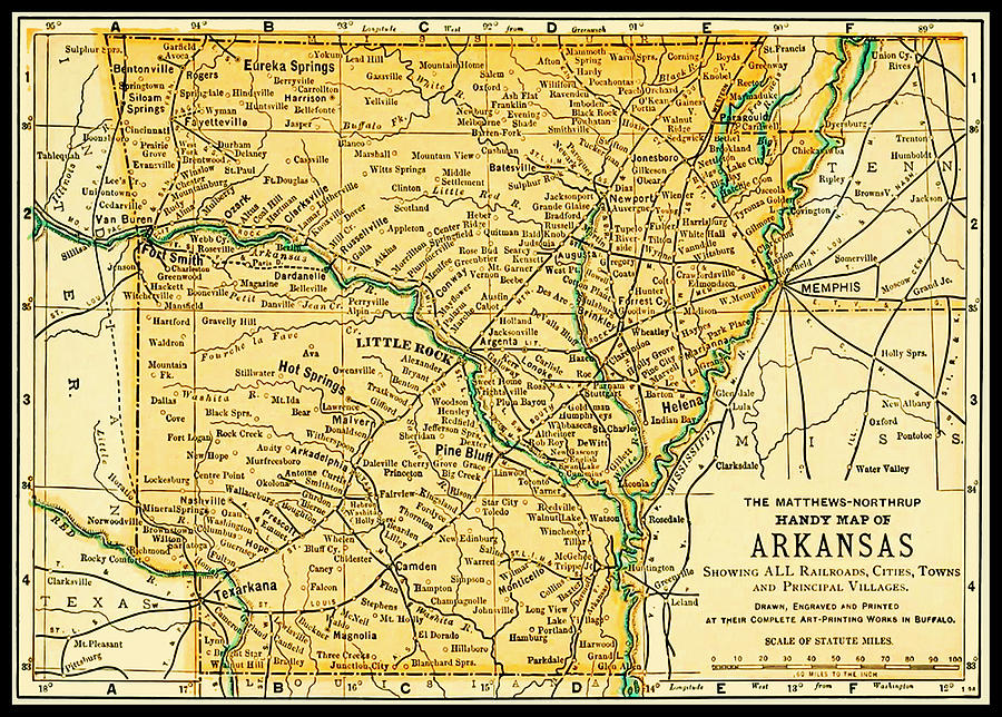 Arkansas Map 1891 Photograph by Phil Cardamone