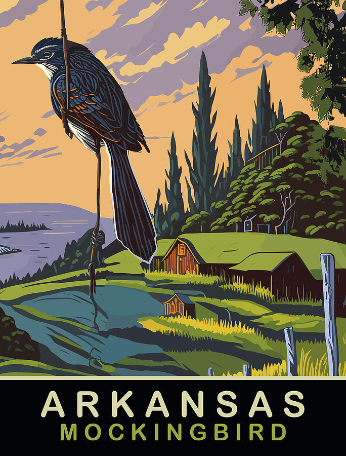 Mockingbird Digital Art - Arkansas, Mockingbird by Long Shot