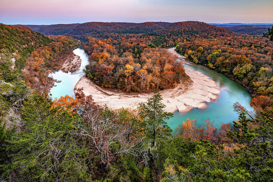 Arkansas Red Bluff Overlook And Buffalo National River At Dusk Photograph by Gregory Ballos