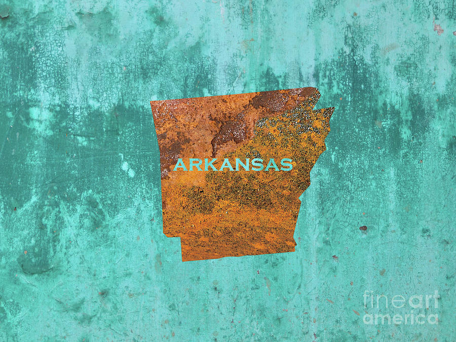 Magnolia Movie Mixed Media - Arkansas Rust on Teal by Elisabeth Lucas