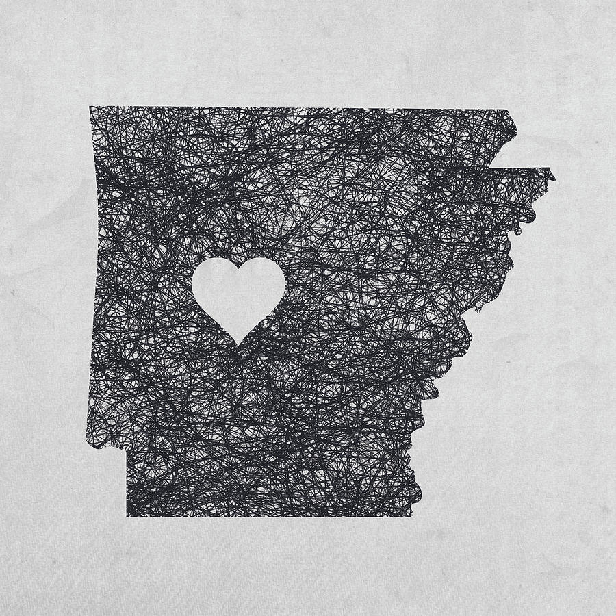 Arkansas Scribble Grunge State Outline Minimalist Map Black Mixed Media   Arkansas Scribble Grunge State Outline Minimalist Map Black Design Turnpike 