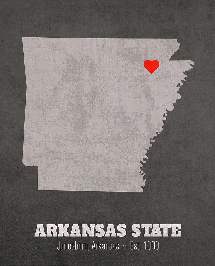Jonesboro Mixed Media - Arkansas State University Jonesboro Arkansas Founded Date Heart Map by Design Turnpike