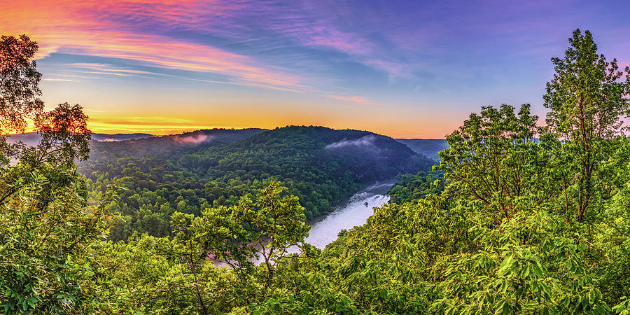 Summer Photograph - Arkansas Sunrise Panorama Over The Buffalo National River by Gregory Ballos