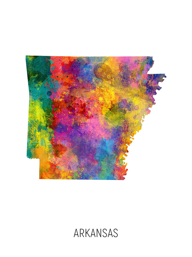 Arkansas Watercolor Map #71 Digital Art by Michael Tompsett