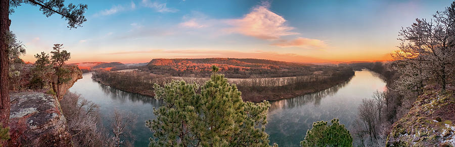 Arkansas White River Panorama From Calico Rock At Little Hawksbill Crag Photograph by Gregory Ballos