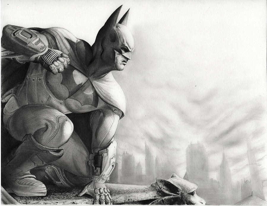Arkham City Bat Drawing by James Holko - Pixels