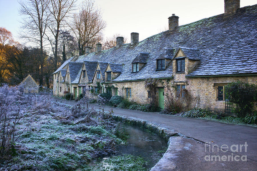 Arlington Row Bibury in the Winter Frost Photograph by Tim Gainey