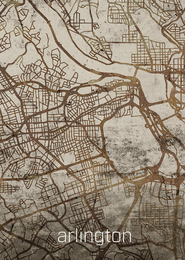 Arlington Texas Rusty Vintage City Street Map on Cement Background ...