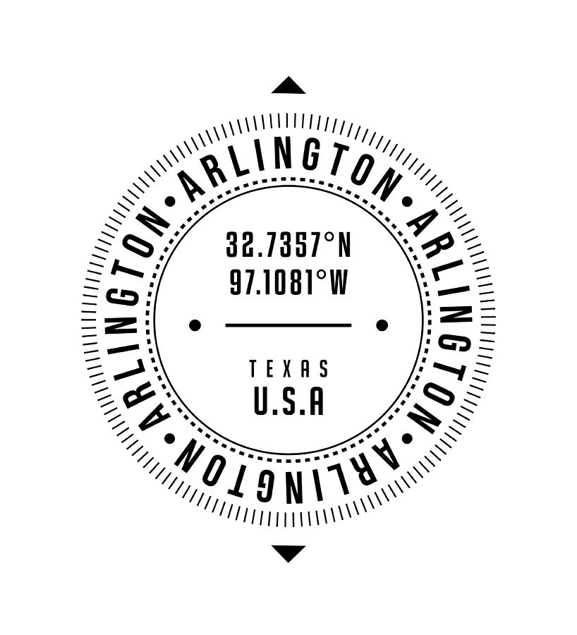Arlington, Texas, USA - 1 - City Coordinates Typography Print - Classic, Minimal Digital Art by Studio Grafiikka