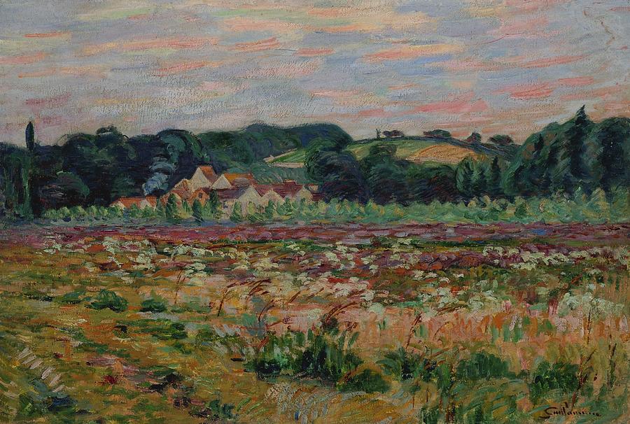 Architecture Painting - Armand Guillaumin Prairie at Epinay on the East by Celestial Images