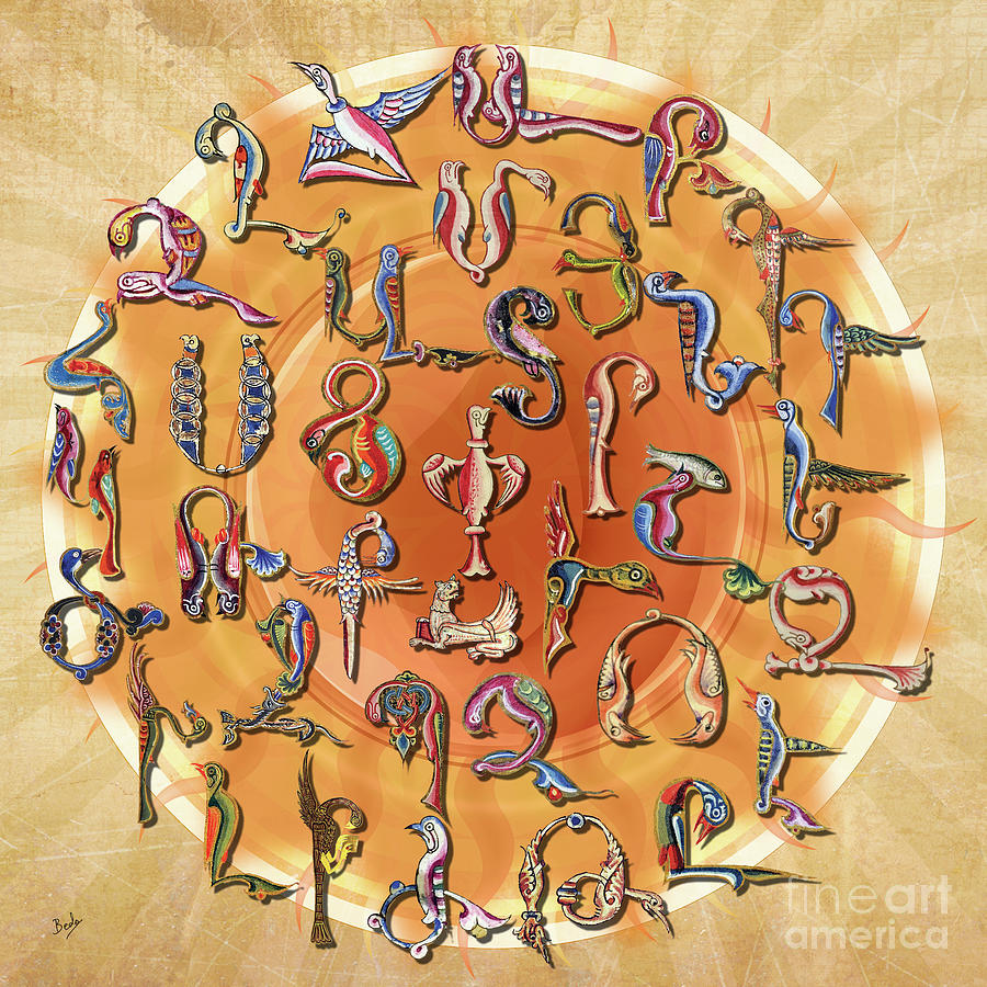 Armenian Birds Alphabet Circle Digital Art by Peter Awax - Fine Art America