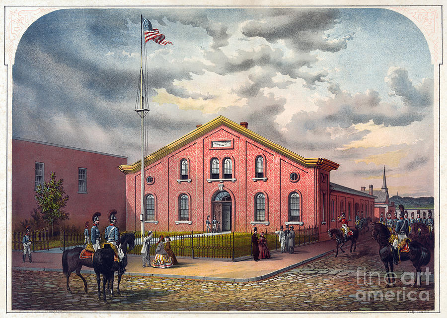 Armory of the First Troop Philadelphia City Cavalry Drawing by James Fuller Queen