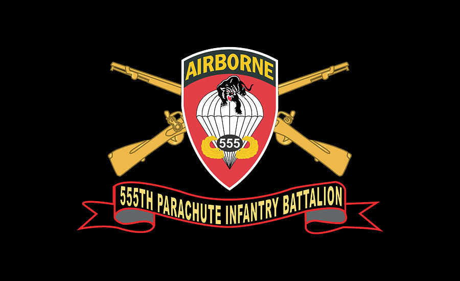 Army - 555th Parachute Infantry Battalion - SSI - Black - Red w Br ...