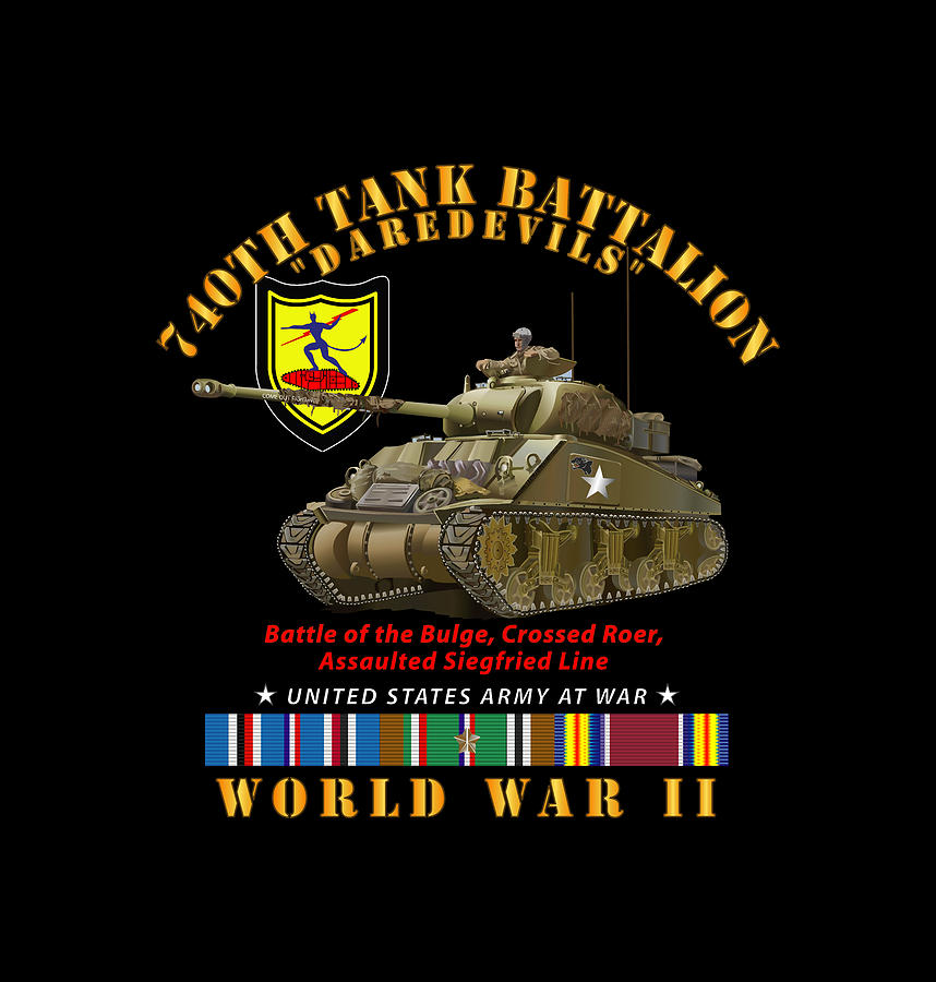 Army - 740th Tank Battalion - Daredevils w Tank WWII EU SVC Digital Art ...