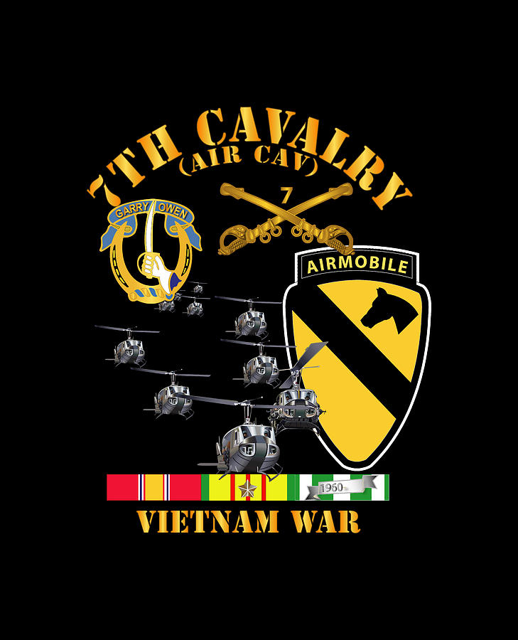 Army Digital Art - Army - 7th Cavalry Air Cav - 1st  Cav Division w SVC by Tom Adkins