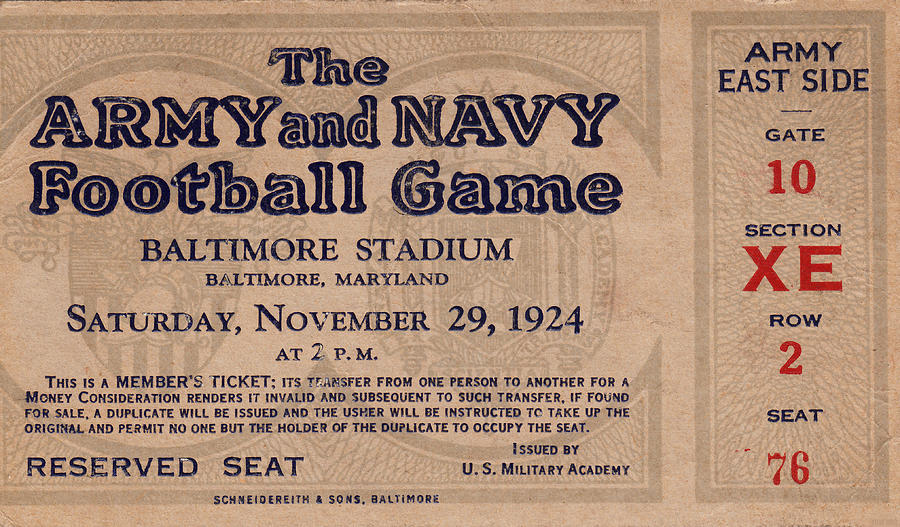 Army Navy Game 1924 Mixed Media by Row One Brand