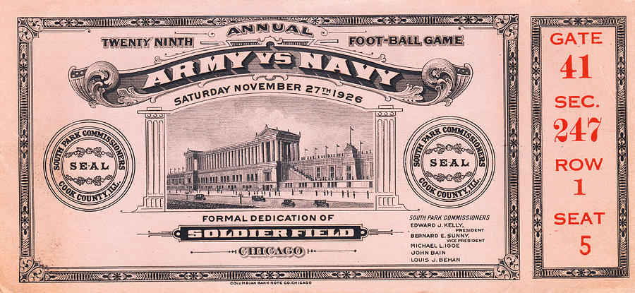 1926 Army vs. Navy Football Ticket  Mixed Media by Row One Brand