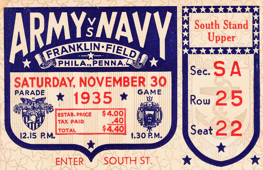 Army Navy Game 1935 Mixed Media by Row One Brand