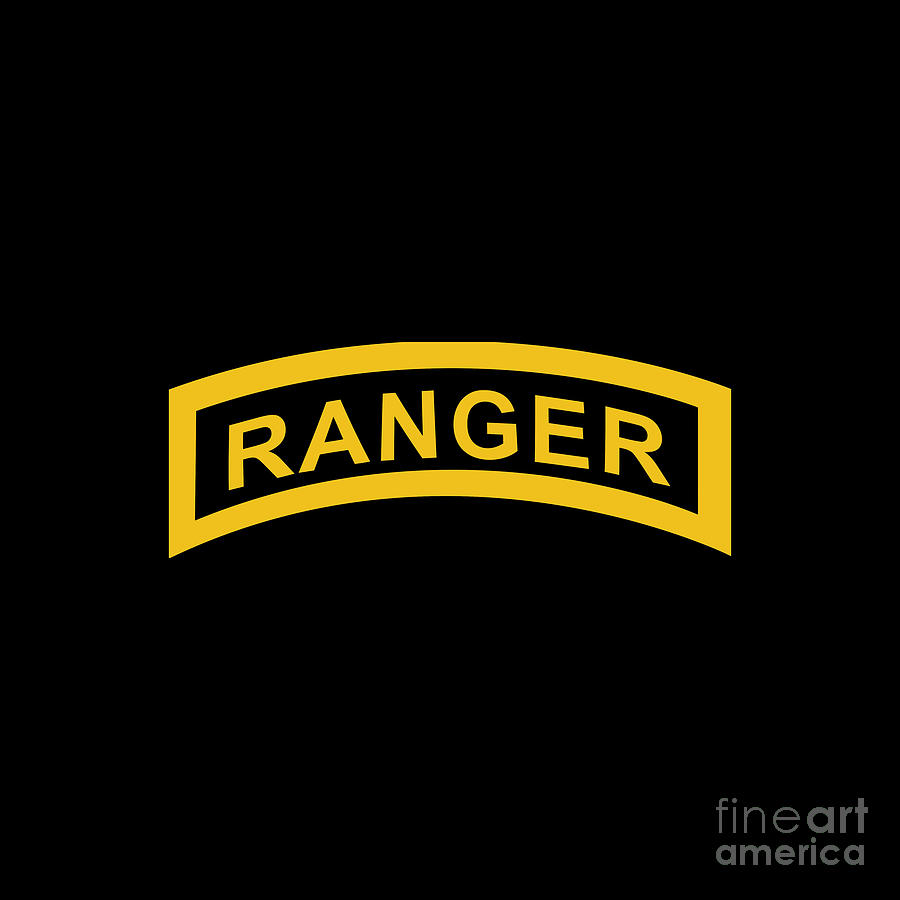 Army Ranger Tab Black and Gold Drawing by Barton L Harrison