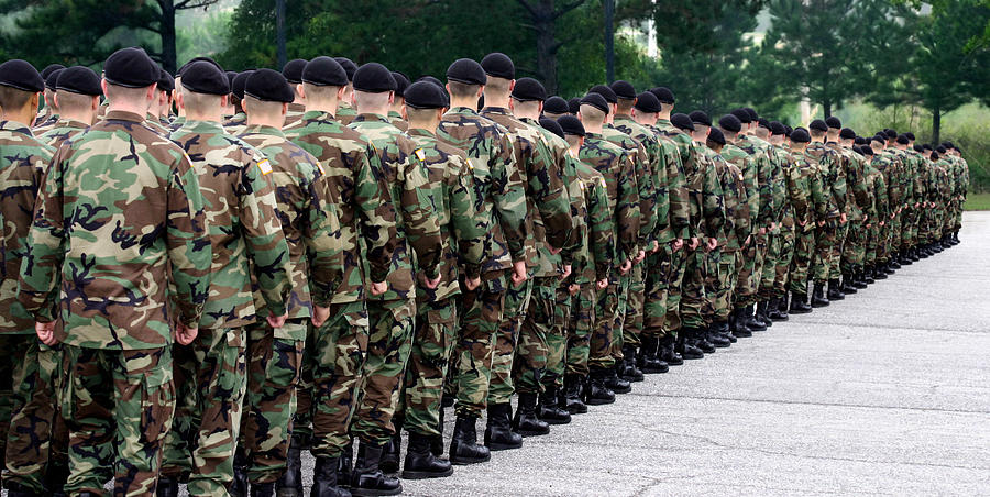 Army soldiers standing in a straight line Photograph by Upsidedowndog