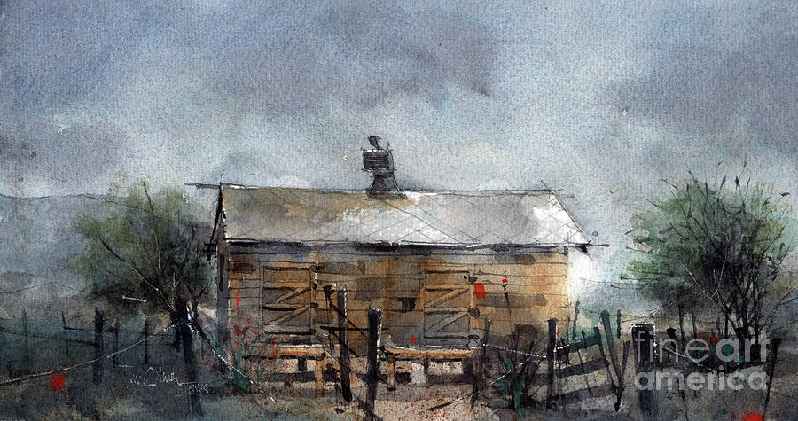 Army Tack Shed at Castolon 2 Painting by Tim Oliver
